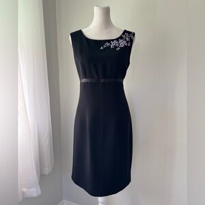 Vintage Y2K Jessica Howard Black Floral Print Sleeveless Knee Length Dress